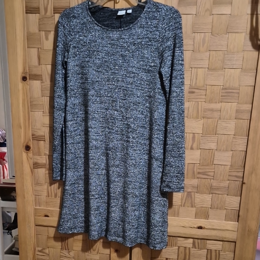 GAP Heathered Black and Gray Long Sleeve Dress